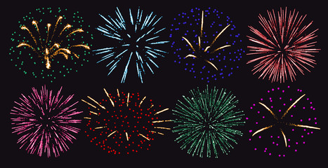 Firework set isolated vector illustration