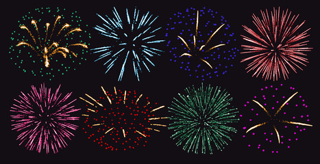 Fototapeta premium Firework set isolated vector illustration