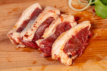 Raw lamb meat