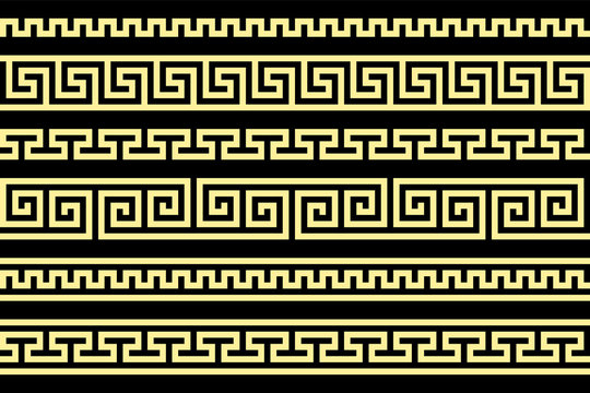 greek fret repeated motif. meander. vector seamless pattern. simple repetitive background. geometric shapes. textile paint. fabric swatch. wrapping paper. texture
