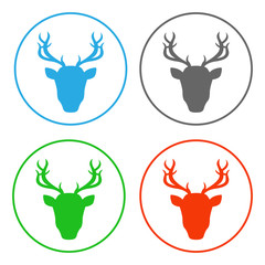 Deer head. Icon set. Vector.