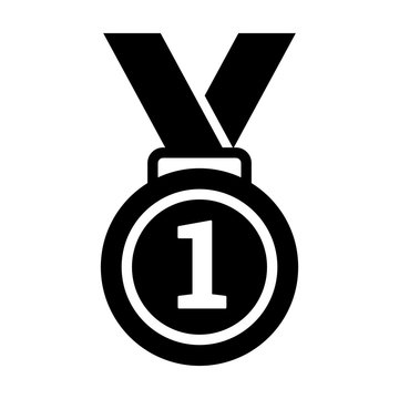 recommend clip art: First /1st place gold medal with number 1 and ribbon flat vector icon for sports apps and websites