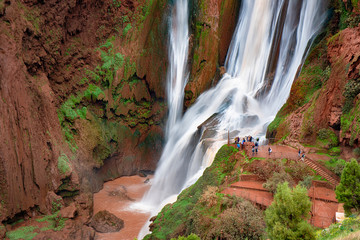Fototapeta premium Ouzoud Waterfalls ( Cascades d'Ouzoud ) located in the Grand Atlas village of Tanaghmeilt, in the Azilal province in Morocco, Africa. Morocco’s highest waterfall, and the falls are a magnificent sight