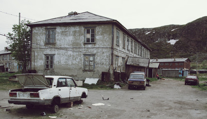 Broken machine in the slums