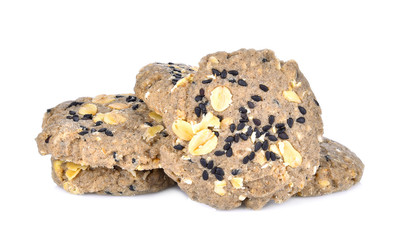 Grains cookies on white background
