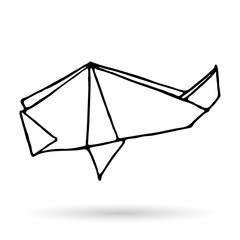 Origami doodle simple icon. Hand drawn origami animal. Geometric logo or icon. Minimalistic Vector illustration