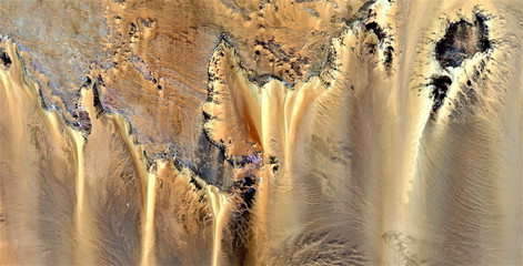 golden cliffs, tribute to Pollock, abstract photography of the deserts of Africa from the air,...