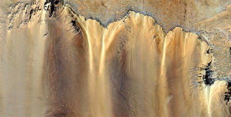 golden cliffs, tribute to Pollock, abstract photography of the deserts of Africa from the air,...