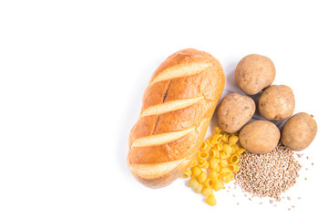 Carbohydrates of loaf, potatoes and groats.