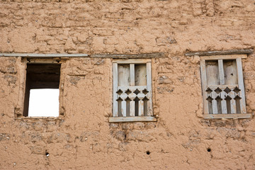 Windows of a mud house of Birkat Al Mouz