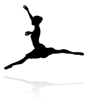 Silhouette ballet dancer woman dancing in a pose or position