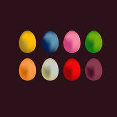Vector set of colorful Easter eggs. Vector illustration.