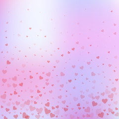 Red heart love confettis. Valentine's day gradient