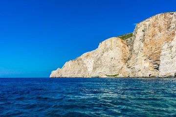 Fototapeta na wymiar Greece, Zakynthos, Boat tour cruising along the cliffy coast to shipwreck beach