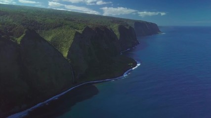 Aerial view of the steep Hamakua Coast located on the north of the Big Island, Hawaii.