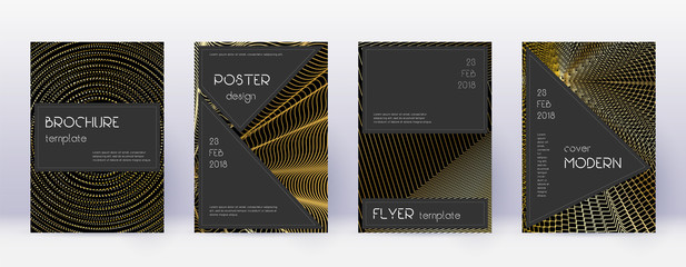 Black brochure design template set. Gold abstract 