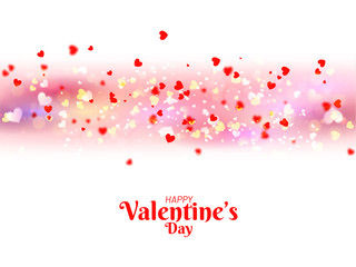 Obraz premium Beautiful poster or banner design decorated with tiny heart shapes for Valentine's Day celebration.