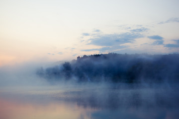 Fototapeta premium fog and clouds in the river