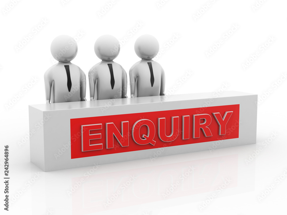 Poster 3d rendering enquiry with business team