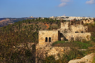 Fototapeta na wymiar ancient ruins of old town in israel