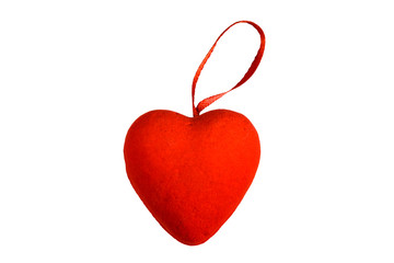 Red heart isolated on the white background