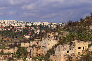 Obraz premium ancient ruins of old town in israel