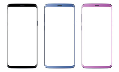 Smartphones isolated with blank screen