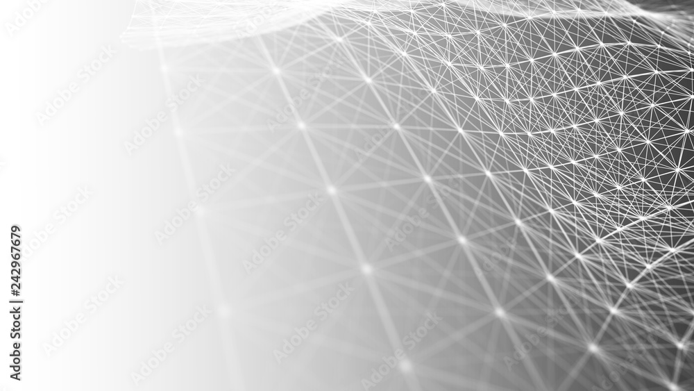 Poster abstract polygonal space. network connection structure. digital data visualization. big data digital