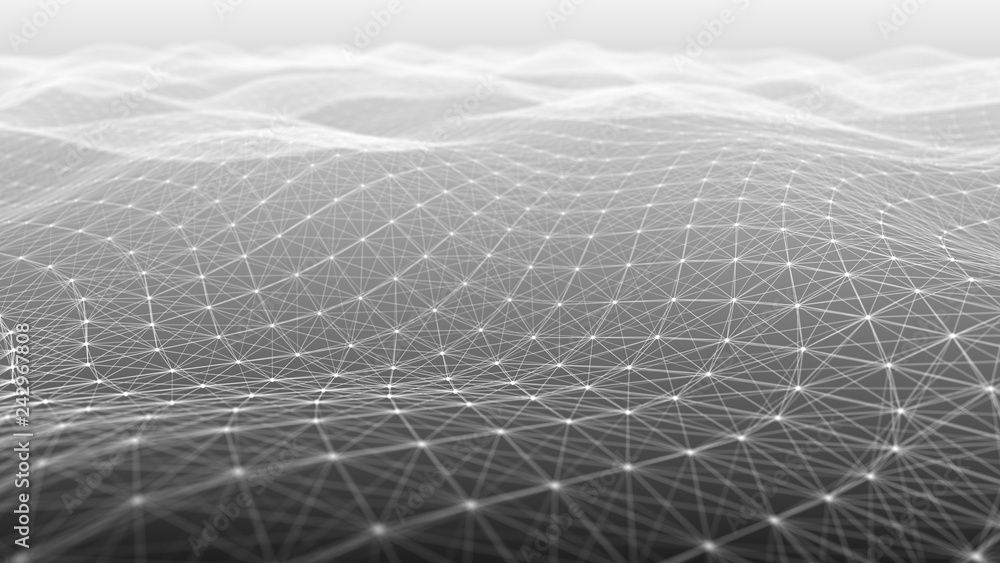 Poster abstract polygonal space. network connection structure. digital data visualization. big data digital