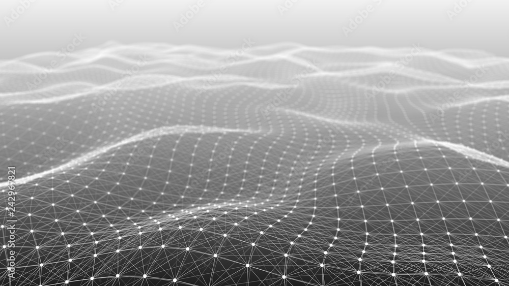 Poster abstract polygonal space. network connection structure. digital data visualization. big data digital