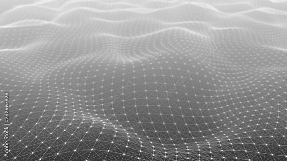 Poster abstract polygonal space. network connection structure. digital data visualization. big data digital