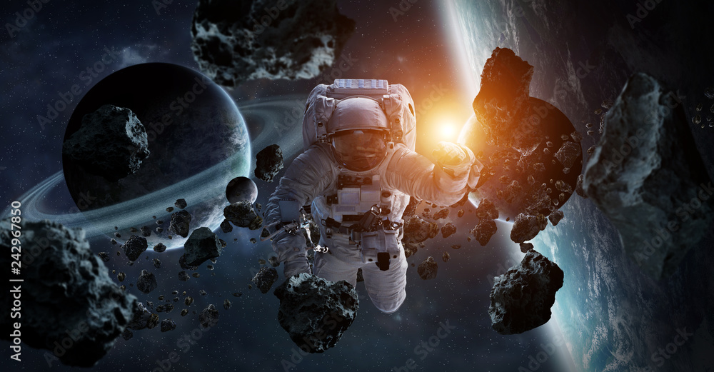 Aufkleber astronaut floating in space 3d rendering elements of this image furnished by nasa