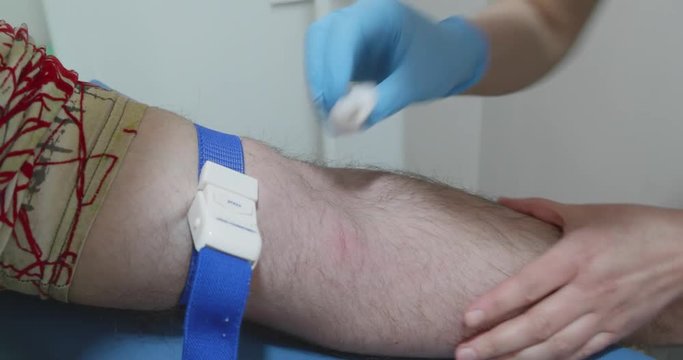The patient donates blood for analysis
