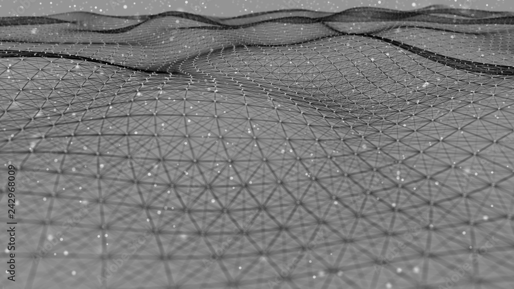 Poster abstract polygonal space. network connection structure. digital data visualization. big data digital