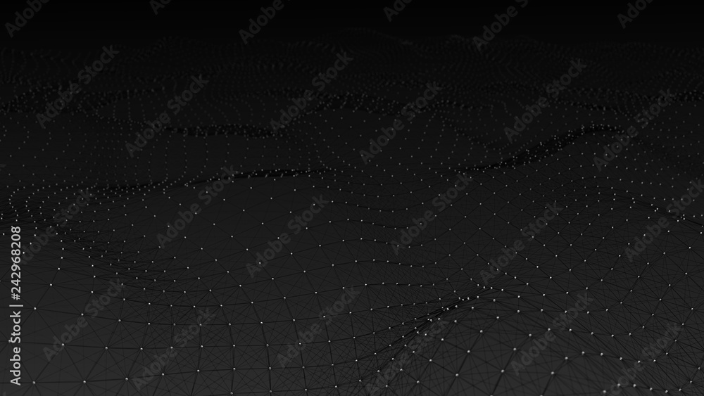 Poster abstract polygonal space. network connection structure. digital data visualization. big data digital