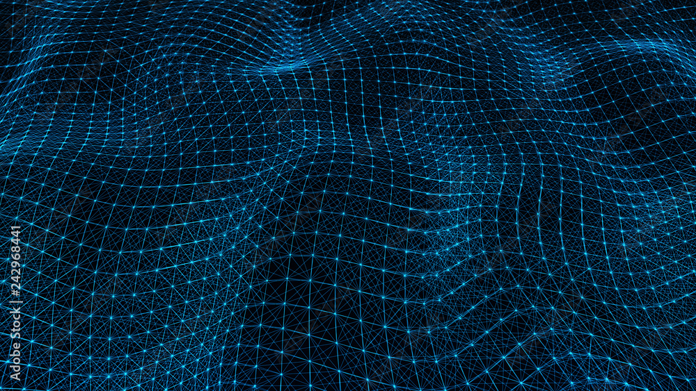 Poster abstract polygonal space. network connection structure. digital data visualization. big data digital