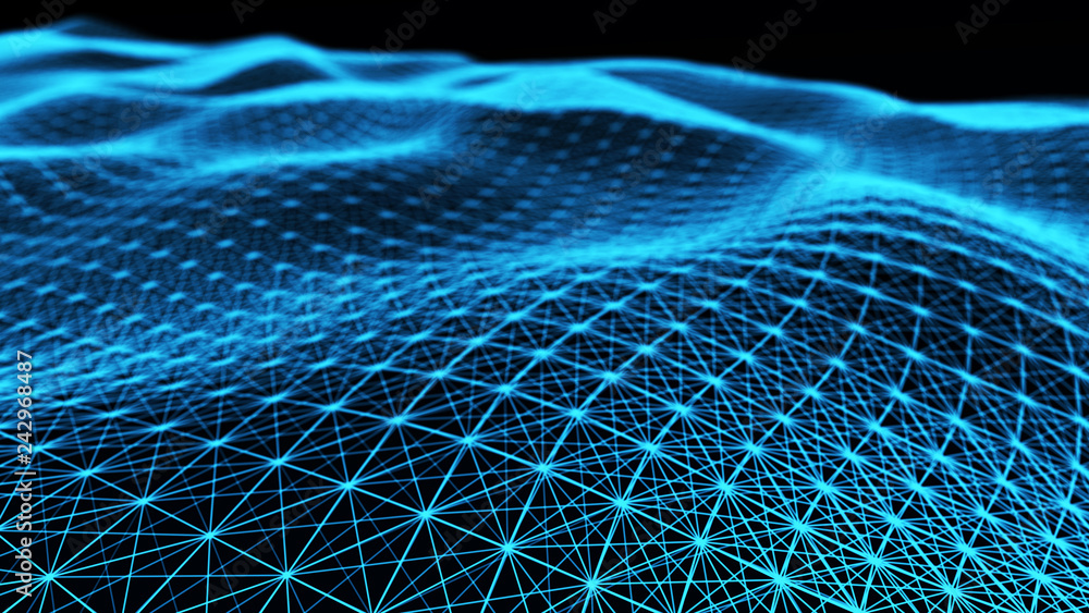 Poster abstract polygonal space. network connection structure. digital data visualization. big data digital