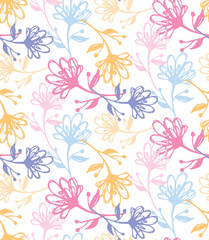 Fototapeta na wymiar Hand drawn doodle floral pattern background