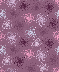 Hand drawn doodle floral pattern background