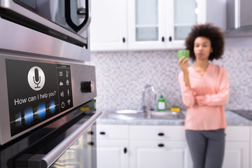 Close-up Of An Oven With Voice Recognition Function