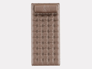 Benсh leather brown with a pillow view top on a white background 3d rendering