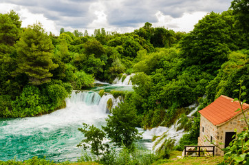 Fototapeta na wymiar Waterfalls of Krka National Park, Croatia