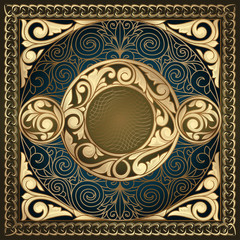 Golden ornate art deco vintage card