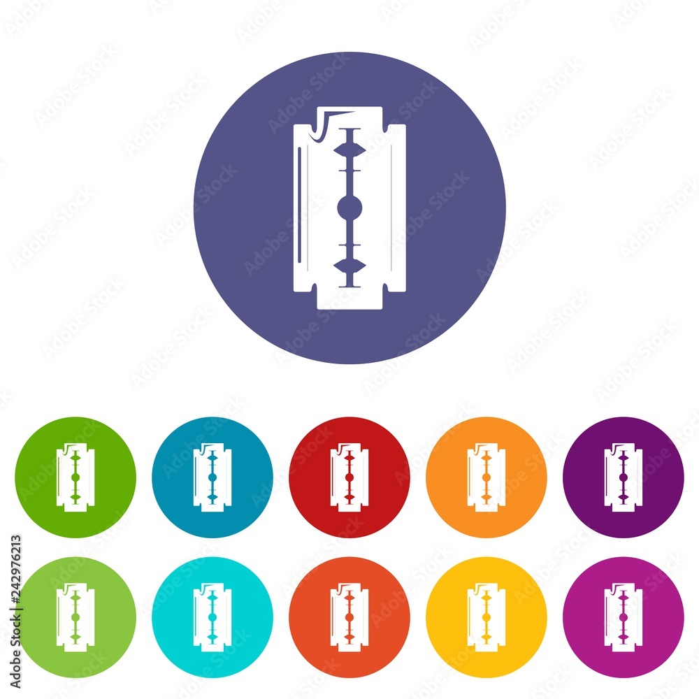 Poster razor blade icons color set vector for any web design on white background