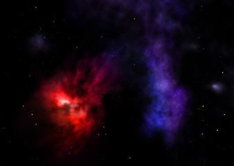 Being shone nebula. 3D rendering