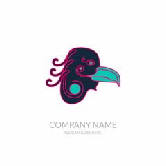 Animal Nature Farm Agriculture Business Company Stock Vector Logo Design Eagle Bird Glow Magenta Cya Template
