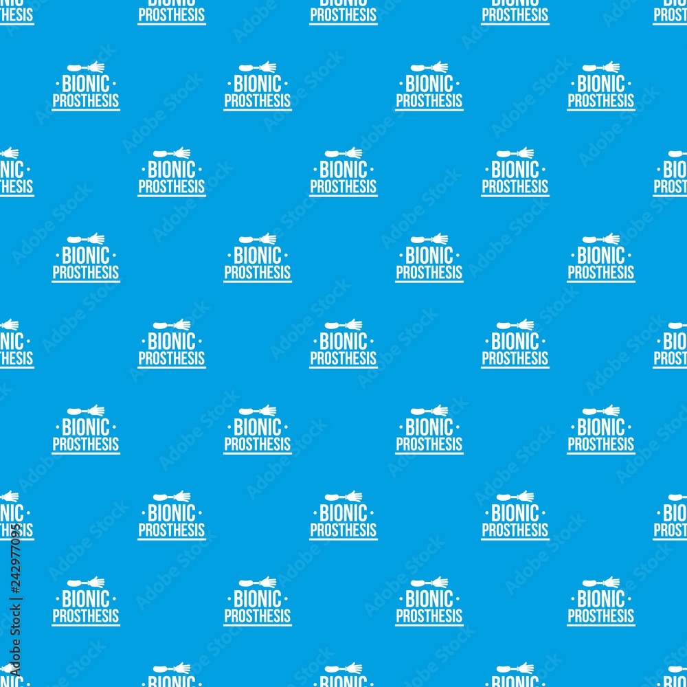 Poster arm prosthesis pattern vector seamless blue repeat for any use