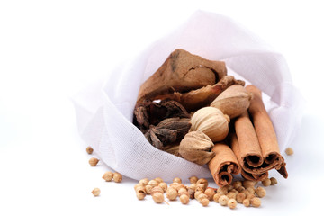 Chinese Spices and herbs for pork stew and make soup on white background. - Image