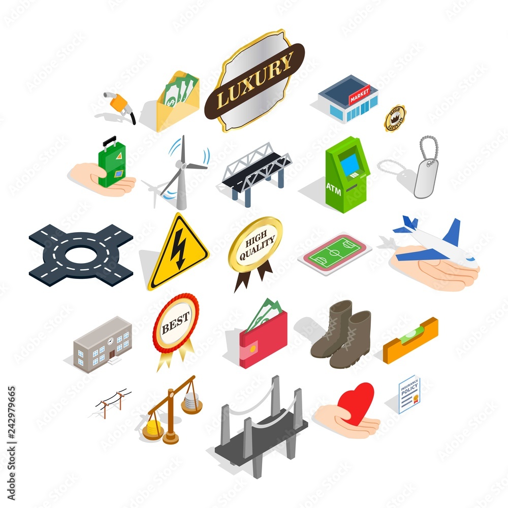 Poster profitable enterprise icons set. isometric set of 25 profitable enterprise vector icons for web isol