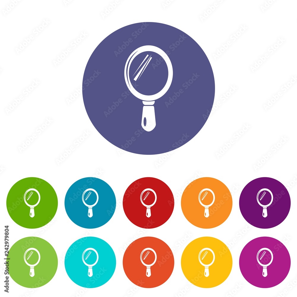 Poster hand mirror icons color set vector for any web design on white background